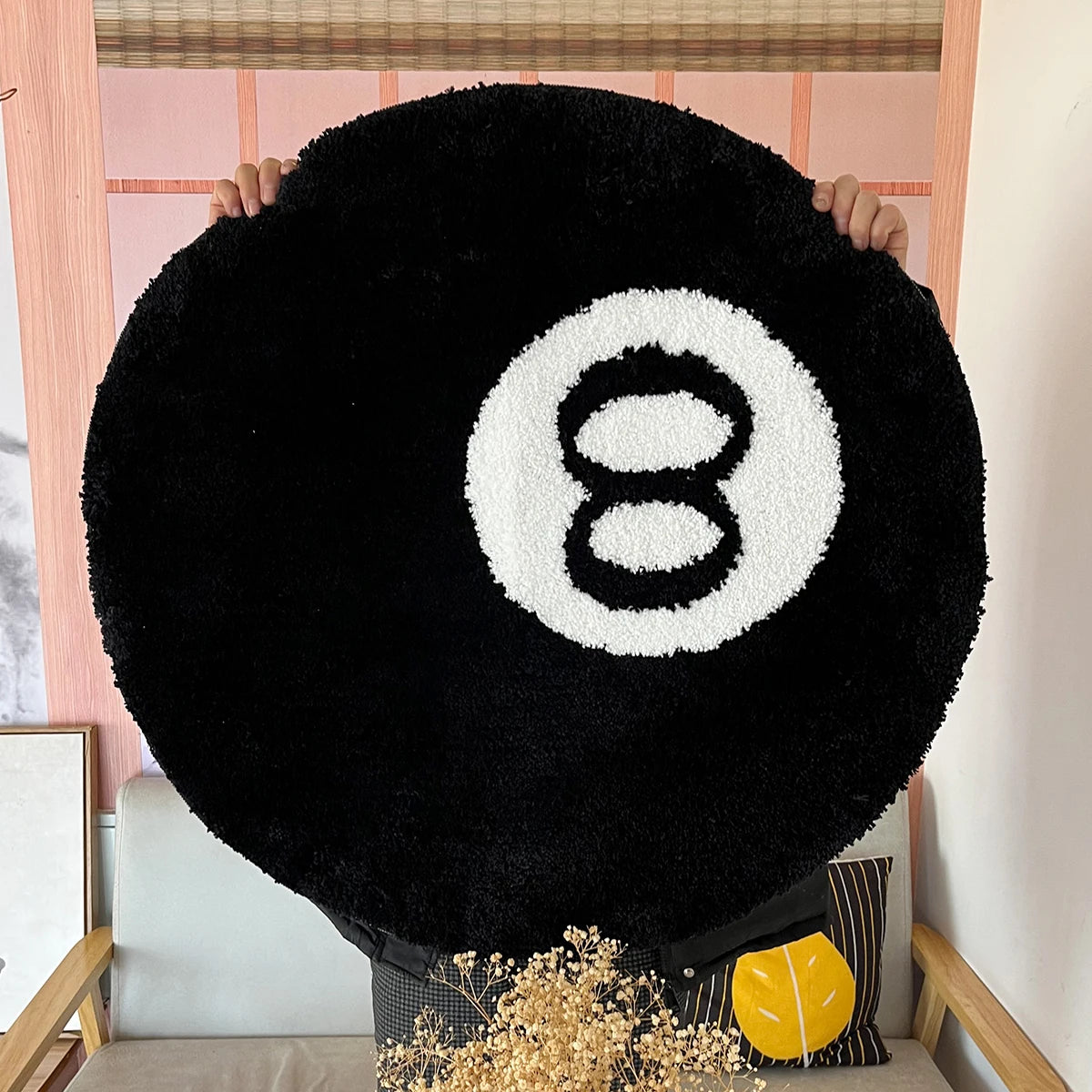 Behind the 8 Ball neon sign with vibrant lighting