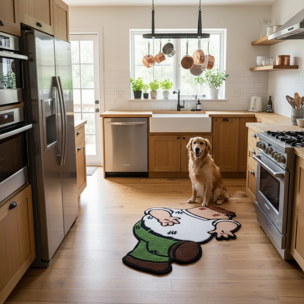 Kitchen with Rug and Dog