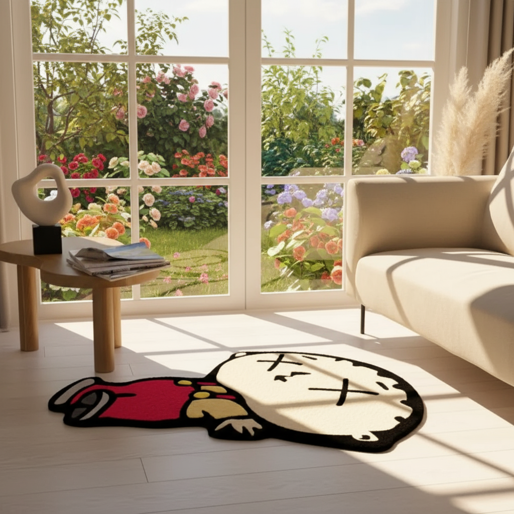 Rug by window with garden