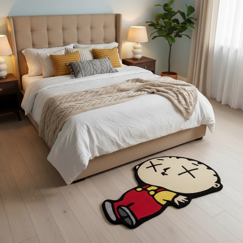 Rug in cozy bedroom