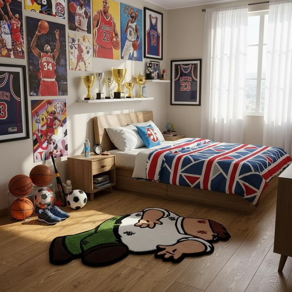 Sports Bedroom with Rug