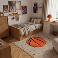 Sports-Themed Bedroom with Basketball Rug