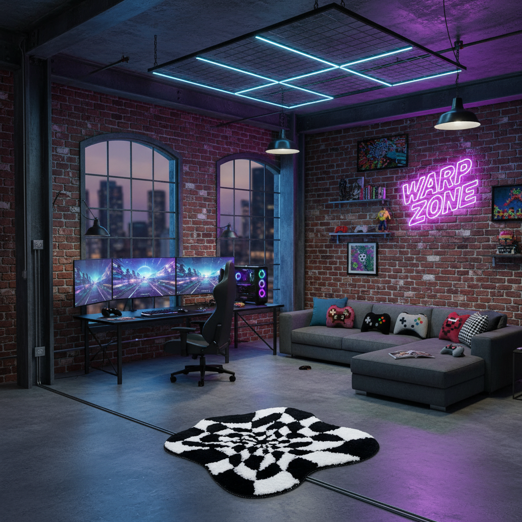 Warp Zone Rug in Gaming Room